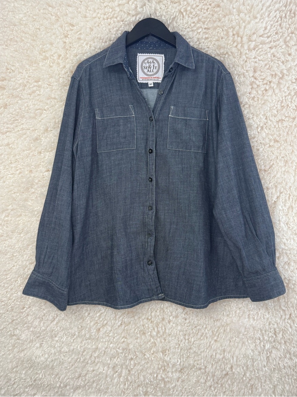 Sew It All Denim Button-Up Shirt - Slate Blue